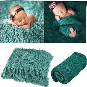 img 1 attached to 🍃 Sheliky Long Ripple Wrap: Stunning DIY Newborn Photography Props Blanket for Baby Boys and Girls (Deep Green)