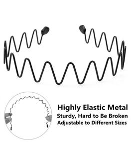 img 3 attached to Ободок для волос XINGZHE для мужчин: стильные металлические ободки для женщин и мужчин на спорт - невскальзывающий, широкий волнистый дизайн - идеально подходит для уличных тренировок, модного ухода за волосами