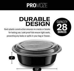 img 2 attached to Premium 50-Pack Meal Prep Plastic Microwavable Food Containers with Lids - 28 oz. Black Reusable Storage Lunch Boxes - BPA-Free, Freezer & Dishwasher Safe, and Food Grade