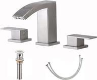 💧 friho modern waterfall brushed nickel bathroom faucet with extra large rectangular spout - widespread 3 hole design, vanity sink faucet including pop up drain and supply lines logo