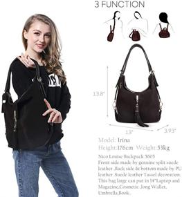 img 3 attached to 🎒 Stylish Nico Louise Genuine Backpack Shoulder Handbags & Wallets for Fashionable Women