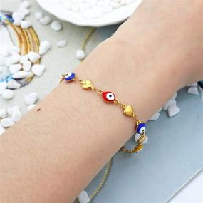 img 2 attached to 💙 CUSUA Stainless Steel Evil Eye Bracelet: Stunning 14K Gold Plated Turkish Blue Eye Amulet Jewelry for Women, Perfect Gifts for Girls and Boys
