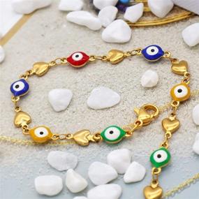 img 1 attached to 💙 CUSUA Stainless Steel Evil Eye Bracelet: Stunning 14K Gold Plated Turkish Blue Eye Amulet Jewelry for Women, Perfect Gifts for Girls and Boys