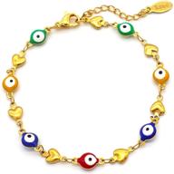 💙 cusua stainless steel evil eye bracelet: stunning 14k gold plated turkish blue eye amulet jewelry for women, perfect gifts for girls and boys logo
