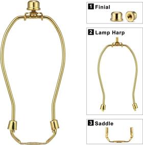 img 3 attached to 🔌 Enhance Your Lamps with 6 Inch Detachable Lamp Shade Harp Holder - 2 Set Heavy Duty Lamp Shade Bracket with Standard Saddle and Lamp Finial, Polished Brass for Table and Floor Lamps