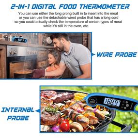 img 2 attached to Comluck CA002 Digital Meat Thermometer: Instant Read for Grilling, Smoking, and Cooking - 2-in-1 Dual Probe, Oven Safe, Alarm for BBQ, Steak, Turkey