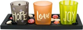 img 2 attached to 🕯️ Exultimate Hope Love Joy Design Candle Tray Set: Tealight Decorative Candle Holders with Sophisticated Mahogany Tray & Colored Beads – Enhance Any Decor!