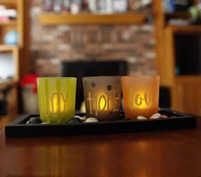 img 1 attached to 🕯️ Exultimate Hope Love Joy Design Candle Tray Set: Tealight Decorative Candle Holders with Sophisticated Mahogany Tray & Colored Beads – Enhance Any Decor!