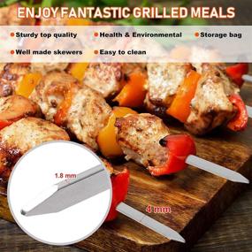 img 3 attached to 🍢 HEMOTON 12 Pack 16 Inch Long Stainless Steel Barbecue Skewers with Silicone Covers and Storage Bags for Meat, Shrimp, Chicken, and Vegetables