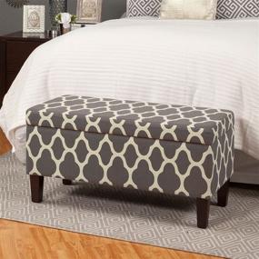 img 1 attached to HomePop Large Upholstered Grey Geometric Storage Ottoman Bench with Hinged Lid: Stylish and Spacious!