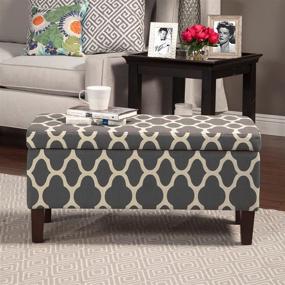 img 3 attached to HomePop Large Upholstered Grey Geometric Storage Ottoman Bench with Hinged Lid: Stylish and Spacious!