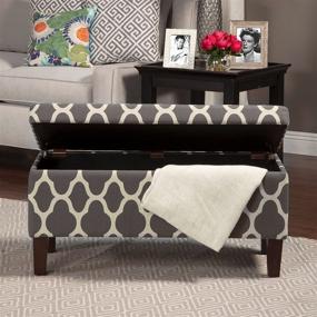 img 2 attached to HomePop Large Upholstered Grey Geometric Storage Ottoman Bench with Hinged Lid: Stylish and Spacious!