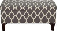 homepop large upholstered grey geometric storage ottoman bench with hinged lid: stylish and spacious! logo