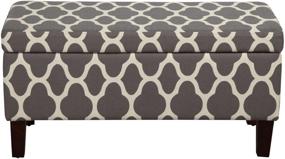 img 4 attached to HomePop Large Upholstered Grey Geometric Storage Ottoman Bench with Hinged Lid: Stylish and Spacious!