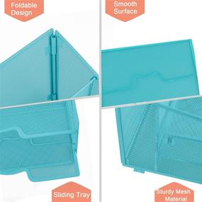 img 2 attached to 🗄️ ProAid Mesh Office Desktop Accessories Organizer - Blue: 3 Paper Trays, 1 Upright Compartment