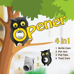 img 3 attached to 🦉 Green 4 in 1 Cute Fun Owl Multi Bottle Opener for Twist-off Caps - Ideal for Children, Weak Hands - Beer/Soda Can Opener & Jar Opener