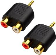 🎧 cerrxian lemeng (2-pack) gold plated 3.5mm stereo to 2-rca male to female adapter: high-quality audio splitter for dual rca connection logo