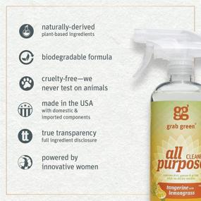 img 2 attached to 🍊 Biodegradable All Purpose Cleaner Spray - Grab Green Natural Tangerine with Lemongrass: Residue-Free & Streak-Free Finish