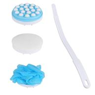 🚿 3-in-1 multifunctional shower brush set by globalstore - long handle back scrubber, exfoliating loofah mesh brush, bath sponge brush, lotion applicator, and massager - ideal for men and women logo