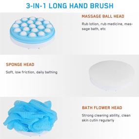 img 3 attached to 🚿 3-in-1 Multifunctional Shower Brush Set by Globalstore - Long Handle Back Scrubber, Exfoliating Loofah Mesh Brush, Bath Sponge Brush, Lotion Applicator, and Massager - Ideal for Men and Women