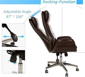 img 2 attached to Glitzhome Brown PU Leather Adjustable High-Back Office Chair: Executive Armrest Swivel Chair for Home