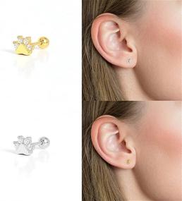 img 2 attached to 🐾 Stylish and Hypoallergenic 18g Mini Paw Print CZ Stud Earrings – Perfect for Women, Girls, and Pet Lovers!