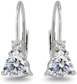 img 2 attached to 💎 Sterling Silver Trillion-Cut Leverback Drop Earrings Featuring AAA Cubic Zirconia Gems