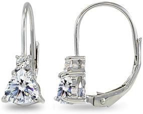 img 4 attached to 💎 Sterling Silver Trillion-Cut Leverback Drop Earrings Featuring AAA Cubic Zirconia Gems