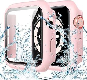 img 4 attached to 📱 Водонепроницаемый чехол Goton для Apple Watch SE Series 6/5/4 40 мм, с защитным стеклом из закаленного стекла, полным защитным жестким ПК-корпусом, розовый.