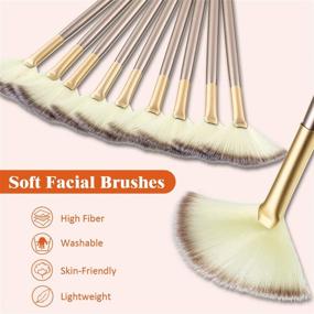 img 1 attached to 🌟 Set of 9 Soft Facial Fan Brushes for Glycolic Acid Peel Mask Cosmetic, Ideal Makeup Applicator Tools (Champagne)