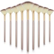 🌟 set of 9 soft facial fan brushes for glycolic acid peel mask cosmetic, ideal makeup applicator tools (champagne) logo