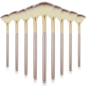 img 4 attached to 🌟 Set of 9 Soft Facial Fan Brushes for Glycolic Acid Peel Mask Cosmetic, Ideal Makeup Applicator Tools (Champagne)