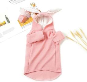 img 2 attached to 🐶 Yu-Xiang Dogs Hooded Knitted Sweaters: Cute Rabbit Ears Cat Pet Clothes for Spring, Autumn, Halloween & Easter – Pink Grey (Size S)