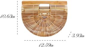 img 2 attached to 👜 Stylish Women's Summer Bamboo Bags for Beach Fashion: Handmade Straw Wooden Beach Purse with Basket Handle