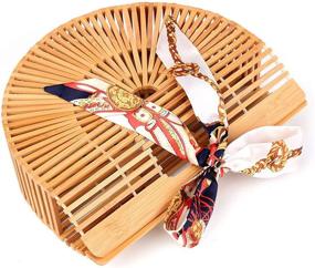 img 3 attached to 👜 Stylish Women's Summer Bamboo Bags for Beach Fashion: Handmade Straw Wooden Beach Purse with Basket Handle