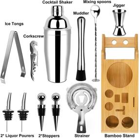 img 2 attached to 🍸 Premium 12-Piece Cocktail Shaker Set with Bamboo Stand - Bartender Kit for Mixing Drinks, Martini Shaker Set - Perfect Bar Tool Set for Parties