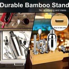 img 1 attached to 🍸 Premium 12-Piece Cocktail Shaker Set with Bamboo Stand - Bartender Kit for Mixing Drinks, Martini Shaker Set - Perfect Bar Tool Set for Parties