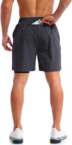 img 1 attached to 🏃 Pudolla Men’s 7&#34; 2-in-1 Running Shorts - Quick-Dry Athletic Workout Shorts for Men with Phone Pockets - Ideal for Gym and Fitness