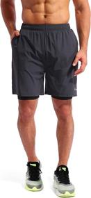 img 3 attached to 🏃 Pudolla Men’s 7&#34; 2-in-1 Running Shorts - Quick-Dry Athletic Workout Shorts for Men with Phone Pockets - Ideal for Gym and Fitness