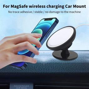 img 3 attached to MagSafe Car Mount - 360 Degree Rotation Dashboard Phone Stand Holder - Hands Free Mount for iPhone 12 - Black