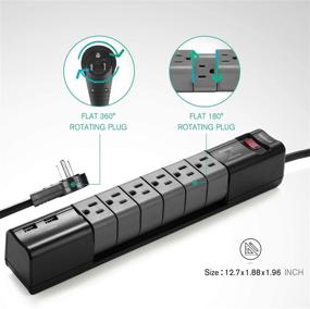 img 3 attached to 🔌 Nekteck Flat Plug Surge Protector Power Strip - 6 Rotating Outlets, 2 USB Ports, 590 Joules, 6ft Extension Cord - Ideal for Home, Office, Hotel
