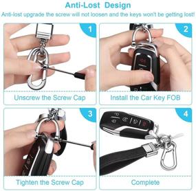 img 1 attached to 🔑 QBUC Genuine Leather Car Keychain with Swivel Snap and Anti-Lost D-Ring - Universal Heavy Duty Metal Key Chain Accessories Holder for Men Women in Black