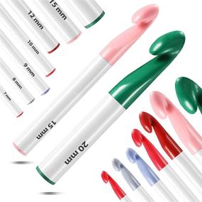 img 4 attached to 🧶 Set of 7 Oversized Plastic Crochet Hooks - 20mm-7mm Large Size Yarn Crochet Hooks for Sewing, Knitting, and Craft Projects
