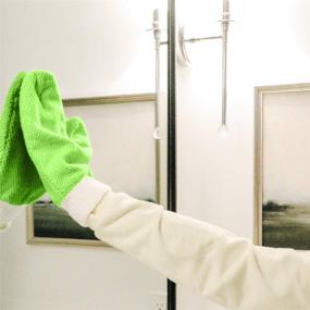 img 1 attached to Efficient TidyUps 4 Pack Microfiber Dusting Gloves & Glass Cleaning Mitts for Streak-Free Home Cleaning (Green)