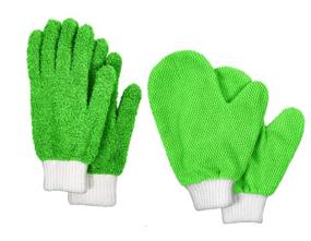 img 4 attached to Efficient TidyUps 4 Pack Microfiber Dusting Gloves & Glass Cleaning Mitts for Streak-Free Home Cleaning (Green)