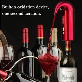 img 2 attached to Enhance Your Wine Experience with the Rosgel Electric Wine Aerator Pourer and Dispenser: A Premium Automatic Gift Set for Wine Lovers (Red)