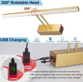 img 1 attached to 🎨 Enhance Art Display with 6500K Rechargeable Wireless Picture Light – Elegant Gold Color, 15.75 Inches Full Metal Artwork Lighting for Paintings, Dart Boards, Mirrors