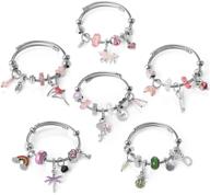 sparkling crystal charm bracelets for girls - 6 pcs charm bracelet set with gift box - adjustable and bulk teen girls' jewelry by tamhoo logo