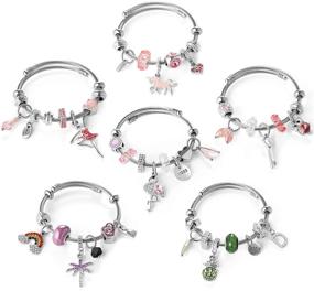 img 4 attached to Sparkling Crystal Charm Bracelets for Girls - 6 PCS Charm Bracelet Set with Gift Box - Adjustable and Bulk Teen Girls' Jewelry by TAMHOO