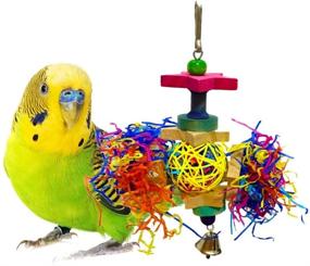 img 4 attached to 🦜 Vibrant SunGrow Parakeet Toy: Engaging Rattan, Wood and Shredded Paper Playtoy for Small & Medium Parrots, Cockatiels, Lovebirds & Finches